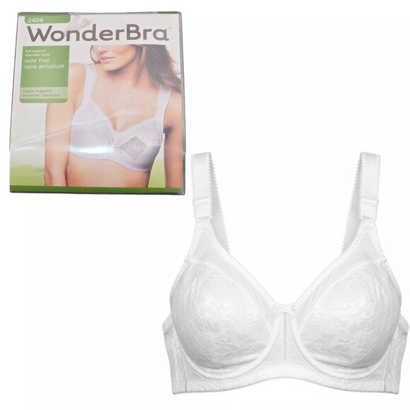 NIP | WonderBra White Full Support Wire Free Lace Coverage Bra | 34C - Picture 1 of 3